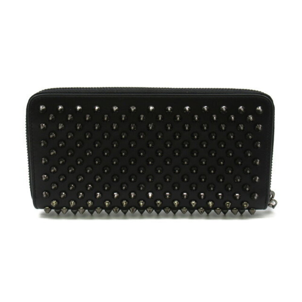 Christian Louboutin Leather Studded Panettone Black Round Wallet
